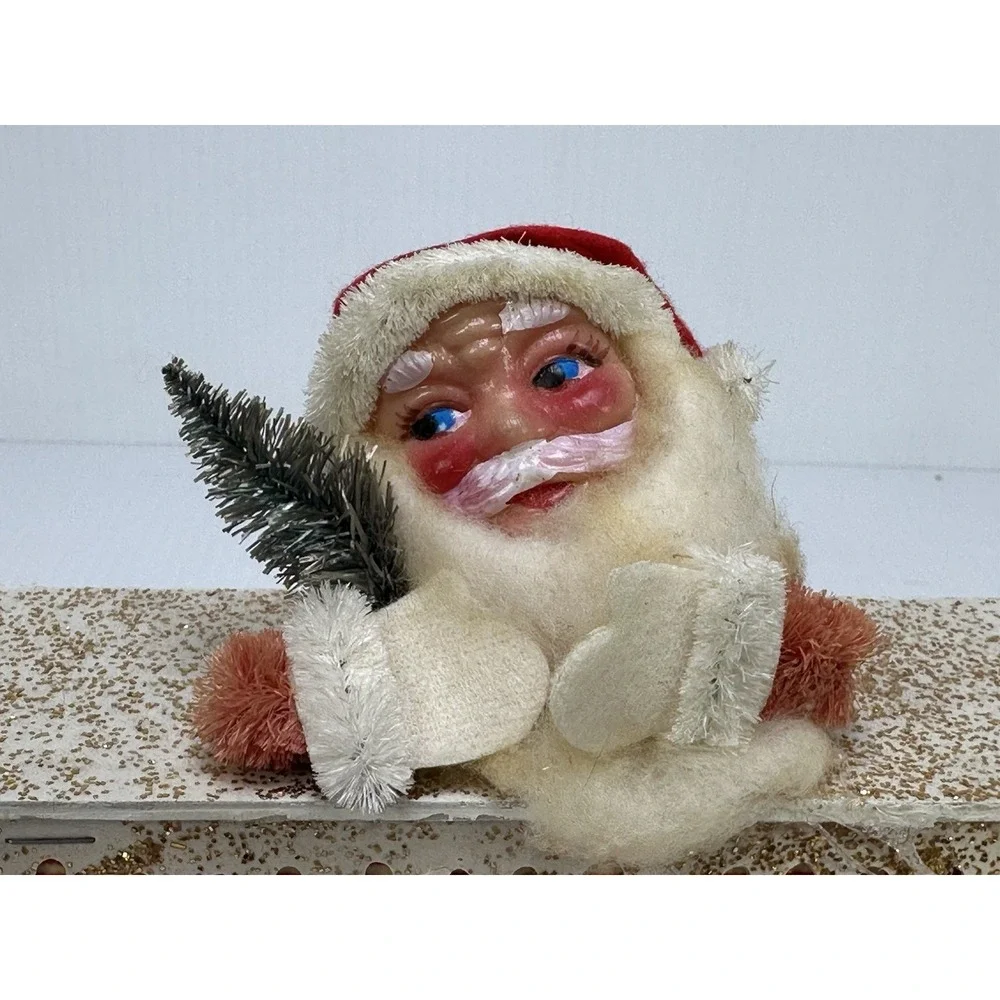 Vintage Christmas Tree Santa Claus & Fireplace Decoration Made In Japan
